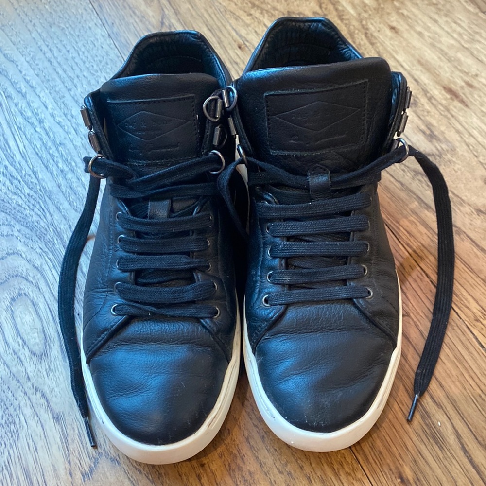 Rag and Bone Kent High Top Black Leather Sneakers Size EU 37, US 7